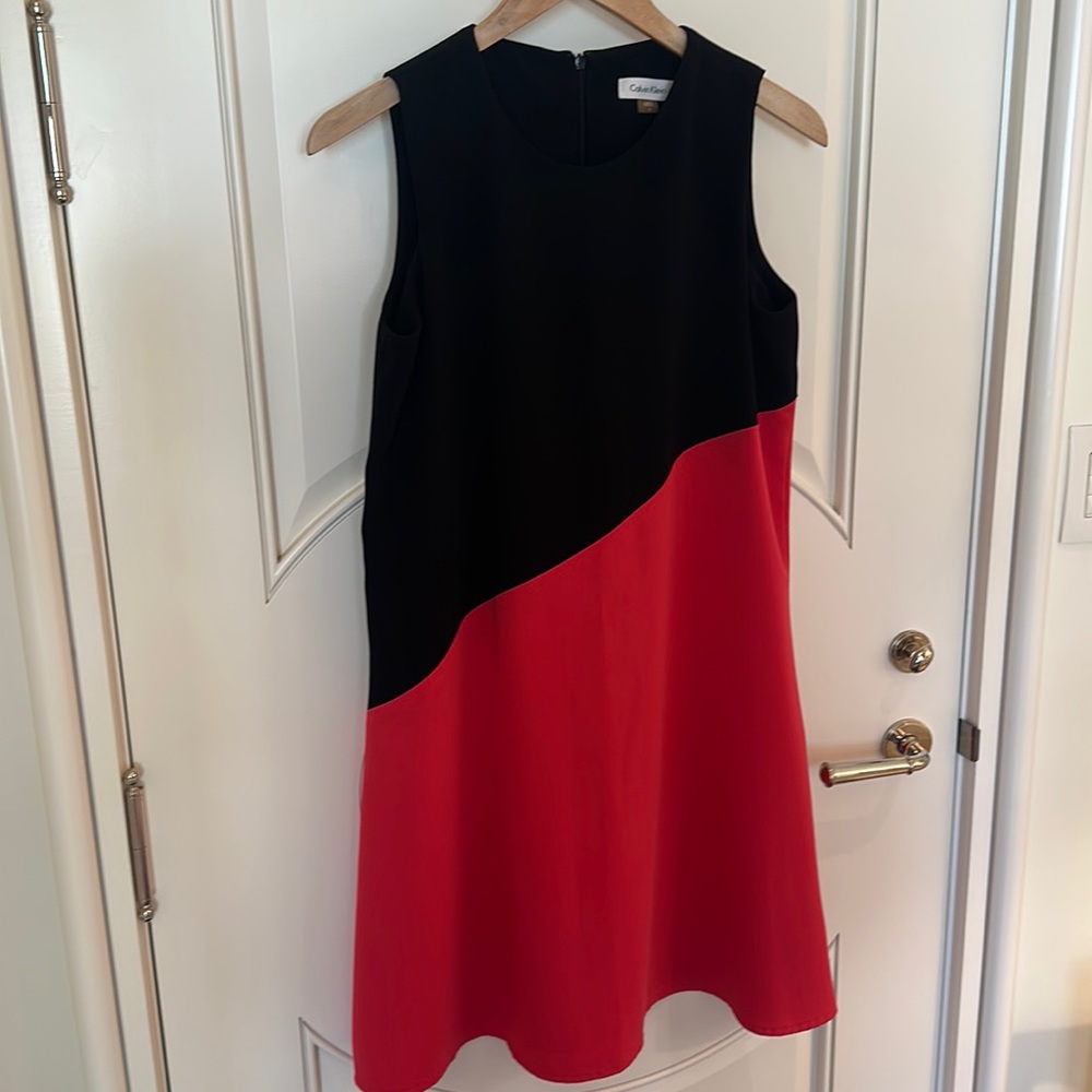 Calvin Klein Black & Coral Sleeveless Dress